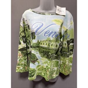 Vintage Keren Hart Womens Blouse Top L Multicolor Venice City Art New